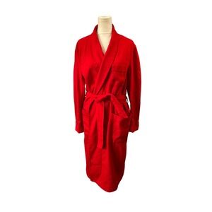 Vintage Pendleton Tomato Red 100% Virgin Wool Tie Front Robe Unisex Cabincore